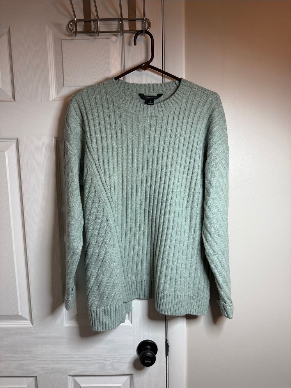 Simply Vera Vera Wang Light Sage Ribbed Crewneck Sweater
